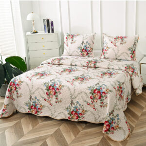 Cuvertură de pat MATLASATĂ cu 2 Fețe Diferite, Pat Dublu, 3 Piese, MODEL CMP09